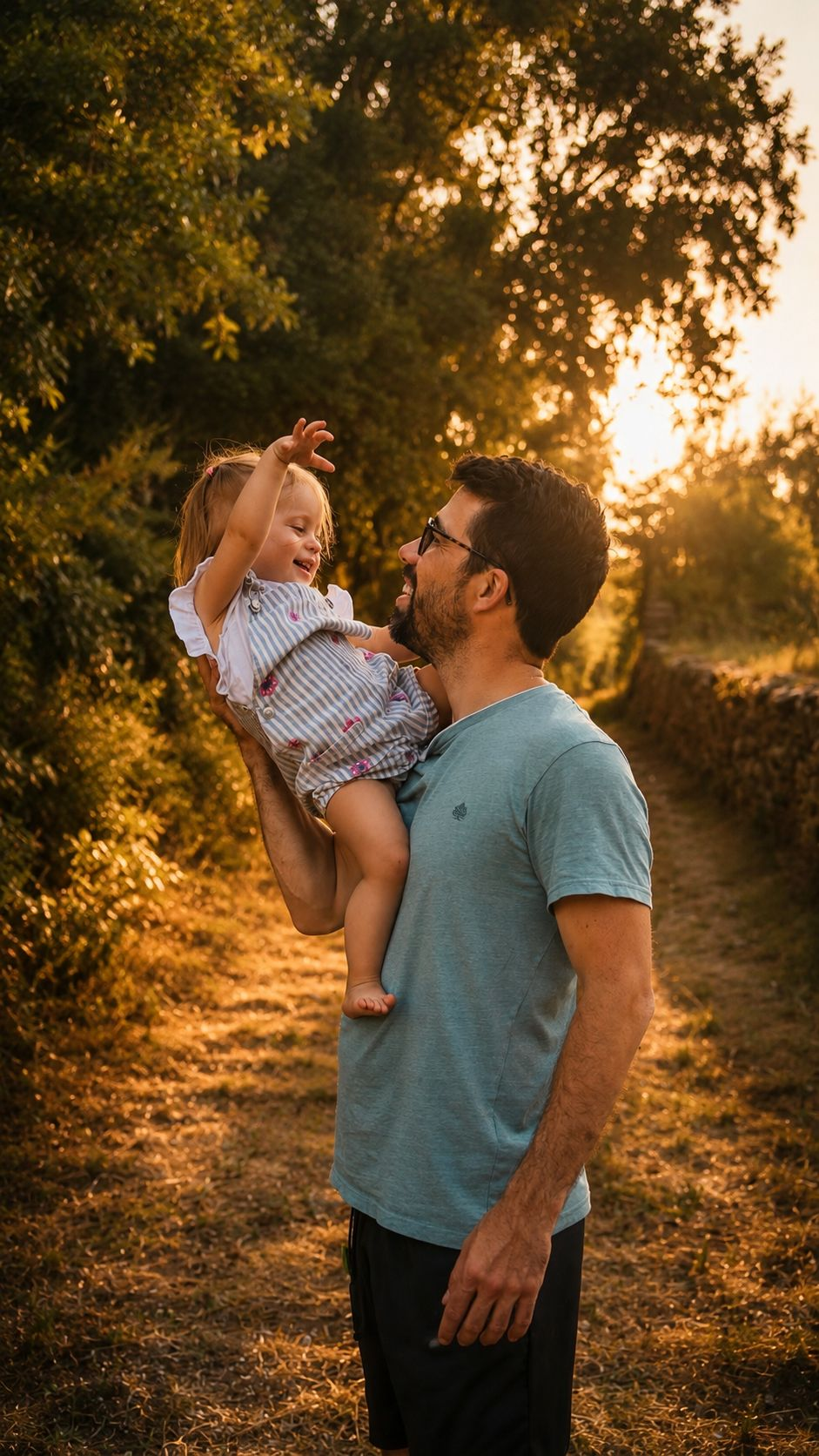 Tiago Garcia holding his daughter